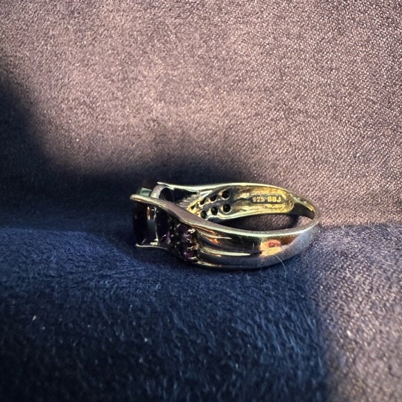 4.98CTW AFRICAN AMETHYST - RHODIUM OVER STERLING SILVER RING - Size 9 - Picture 5 of 6